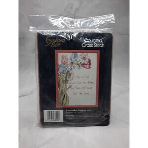 Vintage Golden Bee Counted Cross Stitch Kit with Frame Secret Pal Saying 60410